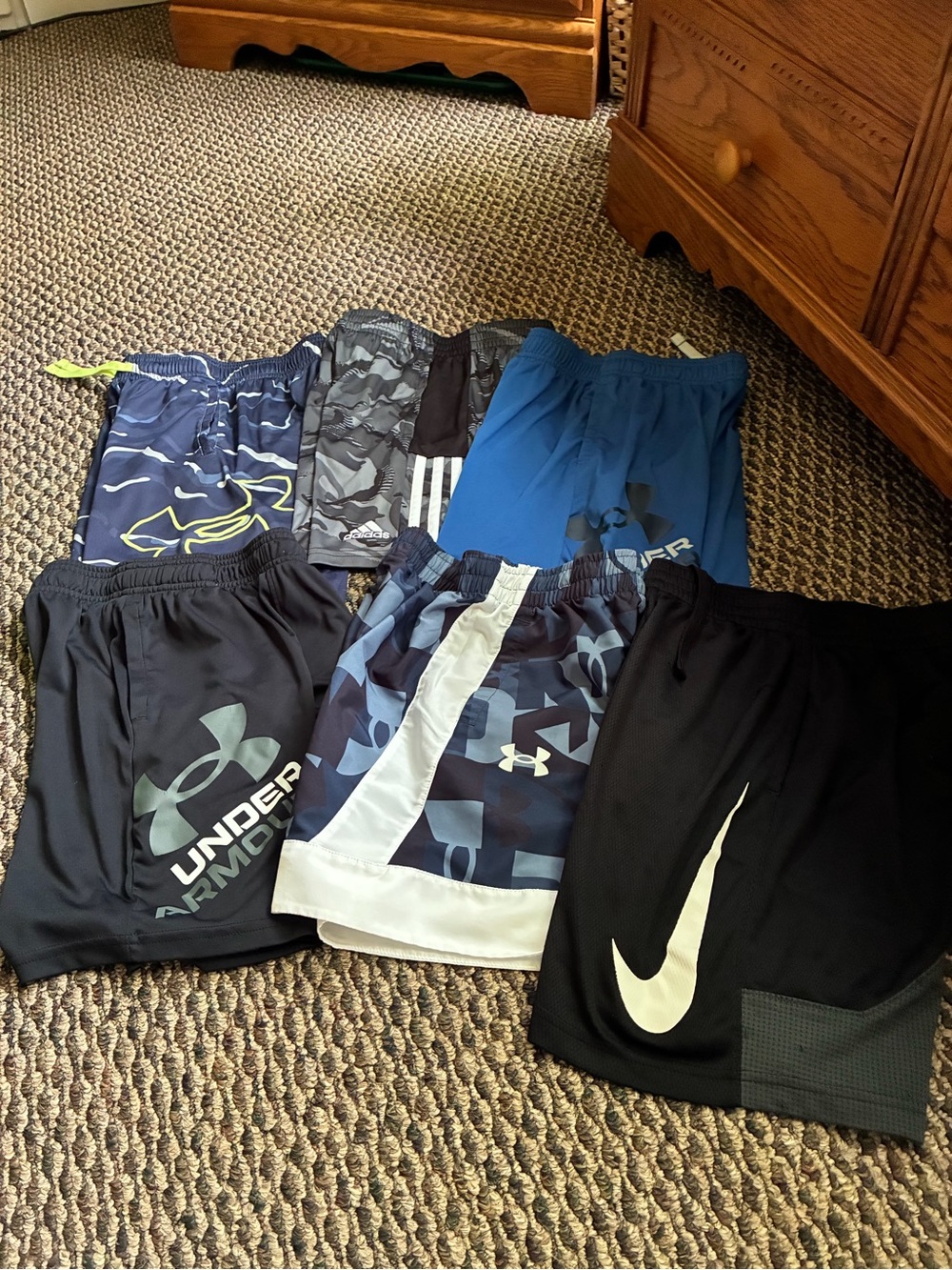 Under Armour Kids Athletic Shorts Bundle - Blue, Black, Gray